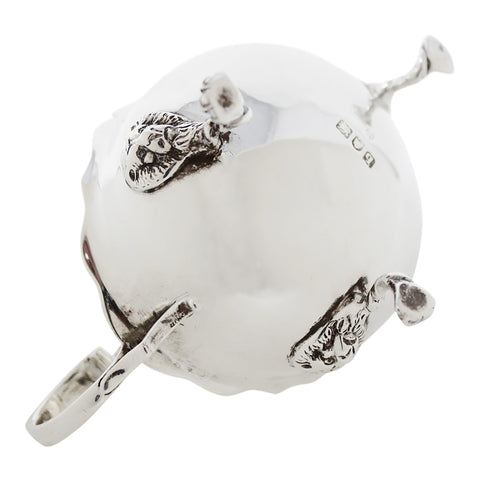 1911 Antique George V Era Sterling Silver Sauce Boat with Lion Head Legs London Hallmarks