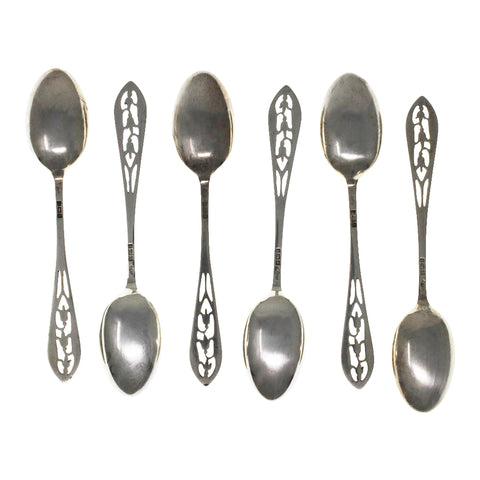 1911 Antique George V Era Sterling Silver Set Six Tea Spoons with original Case Silversmith Sibray, Hall & Co Ltd (Charles Clement Pilling) Sheffield Hallmarks