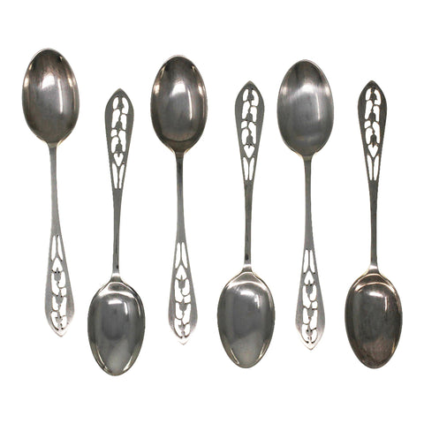 1911 Antique George V Era Sterling Silver Set Six Tea Spoons with original Case Silversmith Sibray, Hall & Co Ltd (Charles Clement Pilling) Sheffield Hallmarks