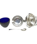 1911 Antique Sterling Silver Mustard Pot and Spoon Silversmiths Lionel Smith & Co Birmingham Hallmarks