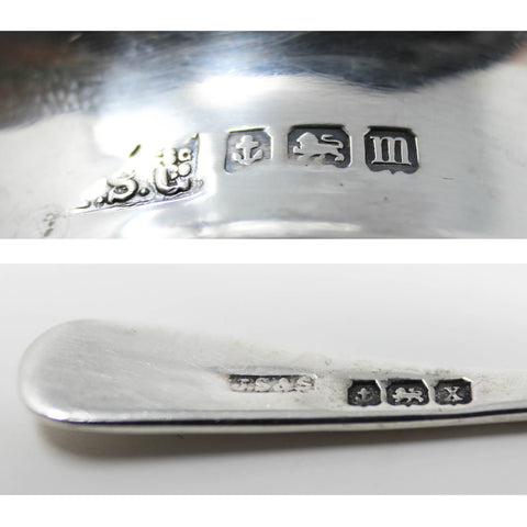 1911 Antique Sterling Silver Mustard Pot and Spoon Silversmiths Lionel Smith & Co Birmingham Hallmarks