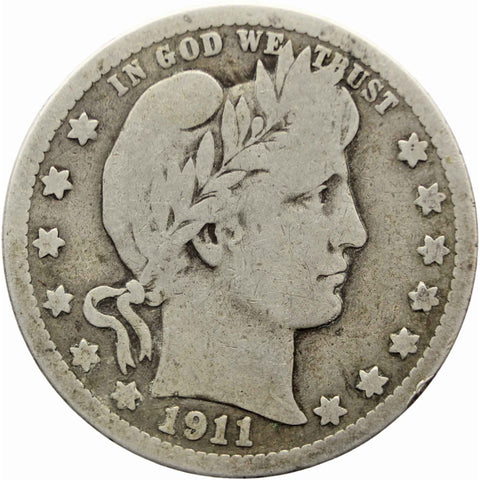 1911 D ¼ Dollar Barber Quarter USA Coin Silver