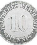 1911 G 10 Pfennig Germany Wilhelm I Coin