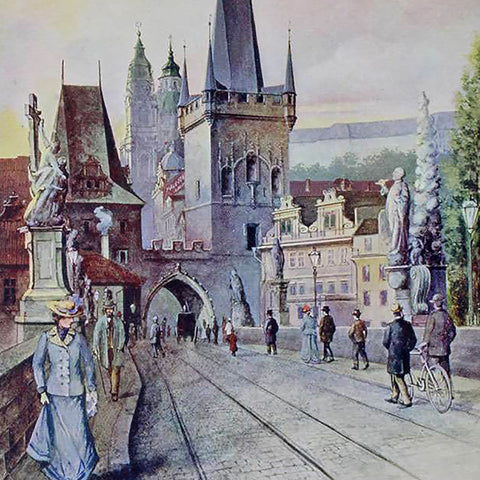 1911 Czech Praha Malostranská mostecká věž Postcard Bridge Tower entrance to Malá Strana
