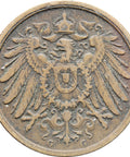 1911 G Germany Empire 2 Pfennig Wilhelm II Copper Coin Type 2 Small Shield