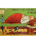 1911’s Antique Comic Postcard “I managed to get a bed made up at Maldon”