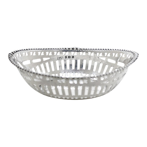 1912 Antique Edwardian Era Sterling Silver Pierced Dish Silversmith Deykin & Harrison (William Redfern Deykin & Walter Andrew Harrison) Birmingham Hallmarks
