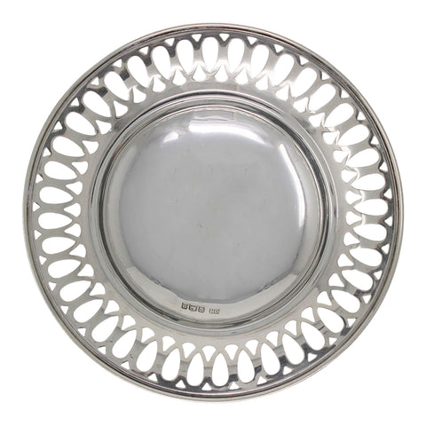 1912 Antique George V Era Sterling Silver Pierced Dish Silversmith Harrison Brothers & Howson (George Howson) Sheffield Hallmarks