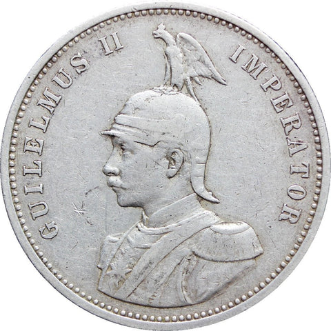 1913 A One Rupie German East Africa Wilhelm II Coin Silver Berlin Mintmark