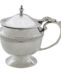 1913 Antique George V Era Sterling Silver Mustard Pot with Blue Glass Liner Silversmiths Vale Brothers & Sermon Birmingham Hallmarks