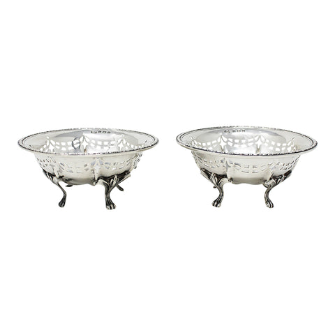 1913 Antique George V Era Sterling Silver Pierced Pair Bon Bon Dish Silversmith Deakin & Francis Ltd Birmingham Hallmarks