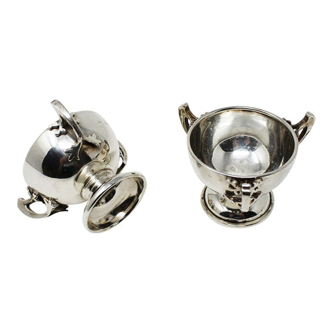 1913 Antique Sterling Silver Pair Salt Cellars Maker Robinson & Co Birmingham Hallmarks