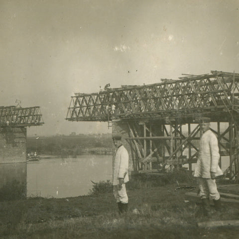 1913 German Hanau Soldiers Bridge Construction Scene Postcard Pre WW1
