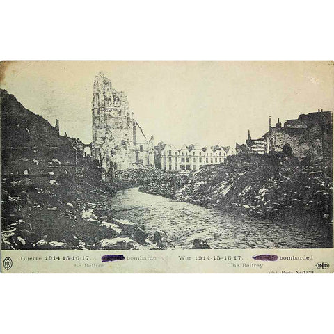 1914 - 17 France The Belfry Word War I Postcard