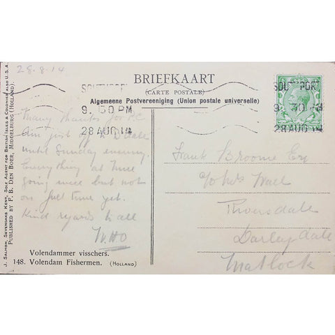 1914 North Holland, Netherlands Volendam Fishermen Volendammer visschers Postcard