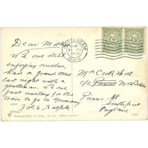 1914 Scheveningen, Netherlands – Boulevard, Oranje - en Palace - Hotel – Postcard