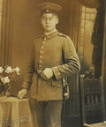 1914’s Antique Soldier Studio Photograph of German Soldiers with Sword World War 1 Military Postcard Germany Army WW1 History