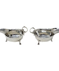 1915 - 1916 Antique George V Era Sterling Silver Pair Sauce Boat Silversmith William Bruford & Son London Hallmarks
