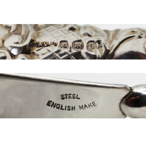 1915 Antique George V Era Sterling Silver Handles Shoe horn and Button hook with original Case Silversmith G & C Ltd Birmingham Hallmarks