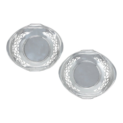1915 Antique George V Era Sterling Silver Pair Pierced Dish Silversmiths Henry Matthews Birmingham Hallmarks