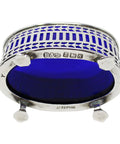 1915 Antique Sterling Silver Pierced Side Open Salt with Blue Glass Liner Bracher & Sydenham Birmingham Hallmarks