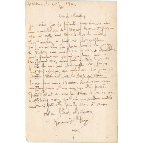 1915 World War I French Soldier Photo Postcard Letter to Parents