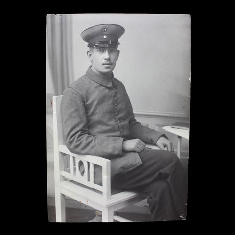 1915 World War I Studio German Soldier Military Antique Photo WW1 Postcard Army History