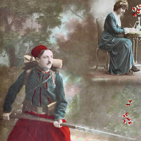 1915s World War I France Patriotic Postcard