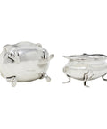 1916 Antique George V Era Pair Sterling Silver Salts Silversmiths E S Barnsley & Co (Edward Souter Barnsley) Birmingham Hallmarks