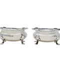1916 Antique George V Era Pair Sterling Silver Salts Silversmiths E S Barnsley & Co (Edward Souter Barnsley) Birmingham Hallmarks