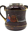 1916 Antique Jug Taylor, Tunnicliffe, & Co Dutch Scene Ceramic Sterling Silver Topped Birmingham Hallmarks