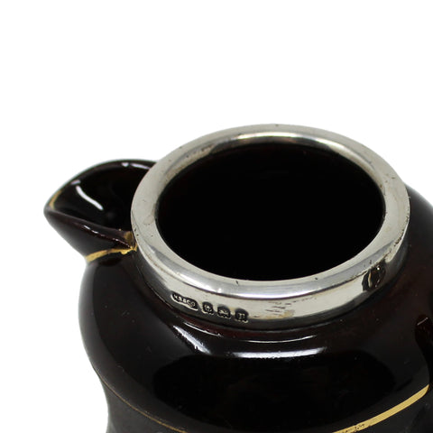 1916 Antique Jug Taylor, Tunnicliffe, & Co Dutch Scene Ceramic Sterling Silver Topped Birmingham Hallmarks