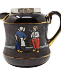 1916 Antique Jug Taylor, Tunnicliffe, & Co Dutch Scene Ceramic Sterling Silver Topped Birmingham Hallmarks