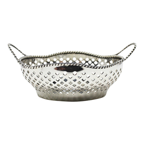 1916 Antique Sterling Silver Twin Handled Pierced Basket - Bowl Maker William Hutton & Sons Ltd Birmingham Hallmarks