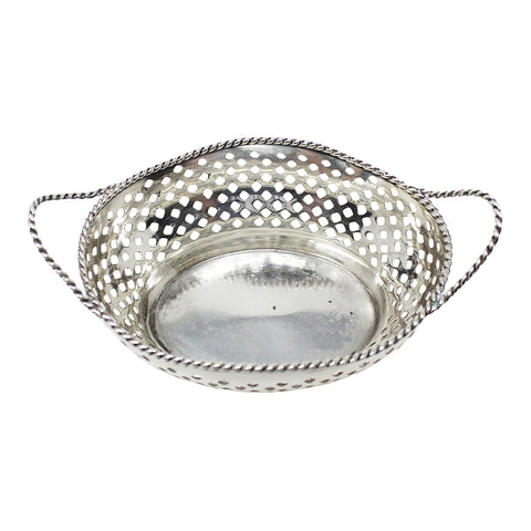 1916 Antique Sterling Silver Twin Handled Pierced Basket - Bowl Maker William Hutton & Sons Ltd Birmingham Hallmarks