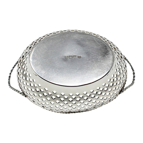 1916 Antique Sterling Silver Twin Handled Pierced Basket - Bowl Maker William Hutton & Sons Ltd Birmingham Hallmarks