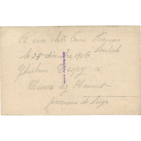 1916 December World War I Belgian Soldier Photo Postcard