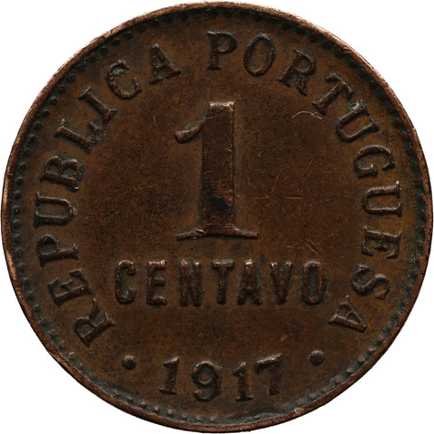 1917 1 Centavo Portugal Coin Lisbon Mint
