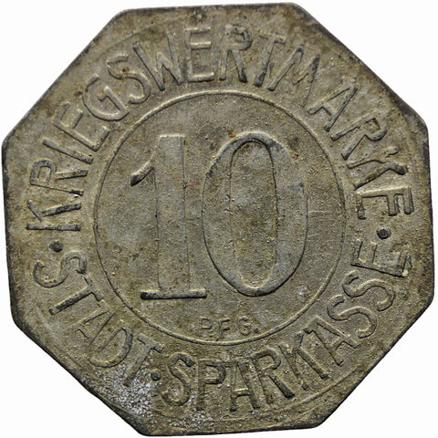 1917 10 Pfennig German Coin Bielefeld, Westfalen, Stadtsparkasse Notgeld