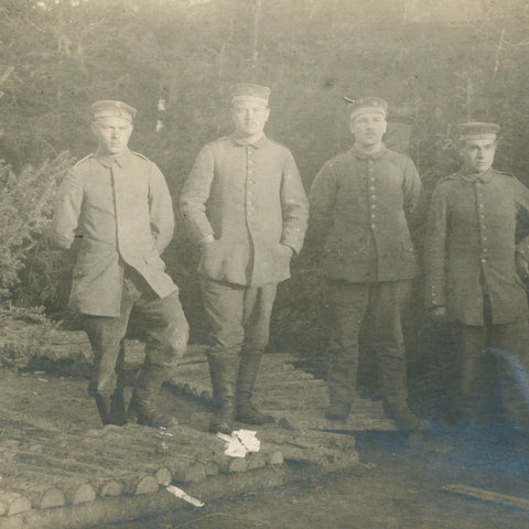 1917 April German Soldiers in Forest Camp Postcard - World War I
