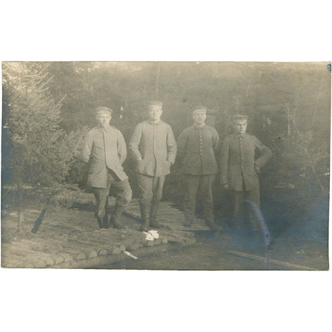 1917 April German Soldiers in Forest Camp Postcard - World War I