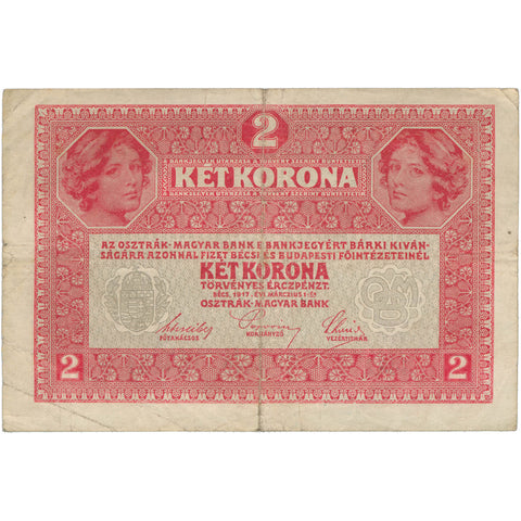 1917 Austria-Hungary 2 Kronen Banknote