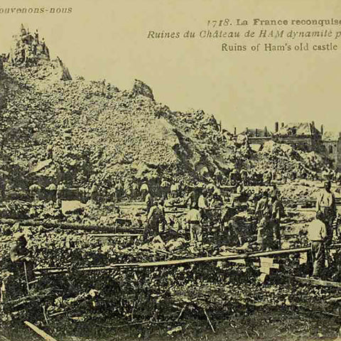 1917s France Ruins of Ham’s old castle Postcard
