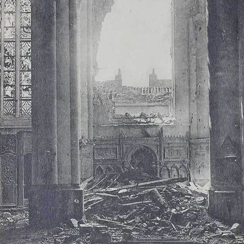 1917s Word War I France Arras bombarded St. Jean - Baptiste Church Postcard