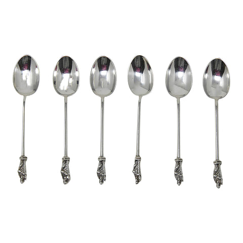 1918 Antique George V Era Apostle Set Six Sterling Silver Tea Spoons with original Case Silversmith Charles William Fletcher Sheffield Hallmarks