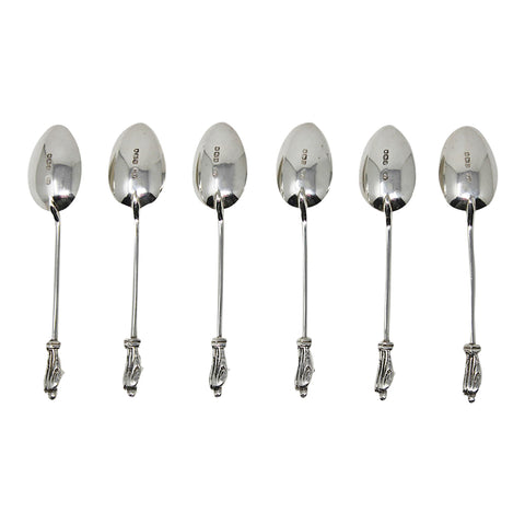 1918 Antique George V Era Apostle Set Six Sterling Silver Tea Spoons with original Case Silversmith Charles William Fletcher Sheffield Hallmarks