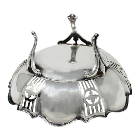 1918 Antique George V Era Sterling Silver Pierced Bon Bon Dish Silversmith William Adams Ltd Birmingham Hallmarks
