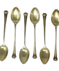 1918 Antique George V Era Sterling Silver Set Six Tea Spoons Original Case Silversmith Henry James Hulbert London Hallmarks