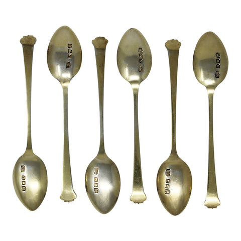 1918 Antique George V Era Sterling Silver Set Six Tea Spoons Original Case Silversmith Henry James Hulbert London Hallmarks