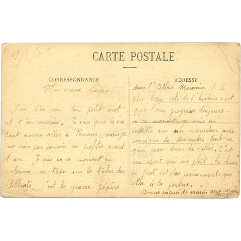 1918 Meknès, Morocco - Le Crédit Foncier et le Square Dalbiez Postcard